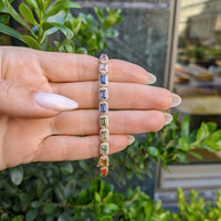 8.40&nbsp;Ct.Tw.Total Carat Weight Multi Color Sapphire and Natural Diamond Pave Bracelet, 14K Yellow Gold Life Style