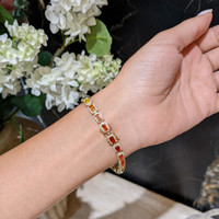 8.40&nbsp;Ct.Tw.Total Carat Weight Multi Color Sapphire and Natural Diamond Pave Bracelet, 14K Yellow Gold Life Style