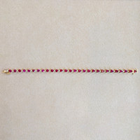 9.45 Ct.Tw. Rhodolite Garnet Natural Diamond Tennis/Riviere Bracelet, 14K Yellow Gold Image