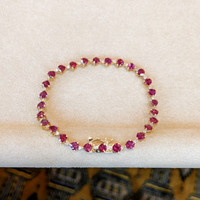 9.45 Ct.Tw. Rhodolite Garnet Natural Diamond Tennis/Riviere Bracelet, 14K Yellow Gold Image