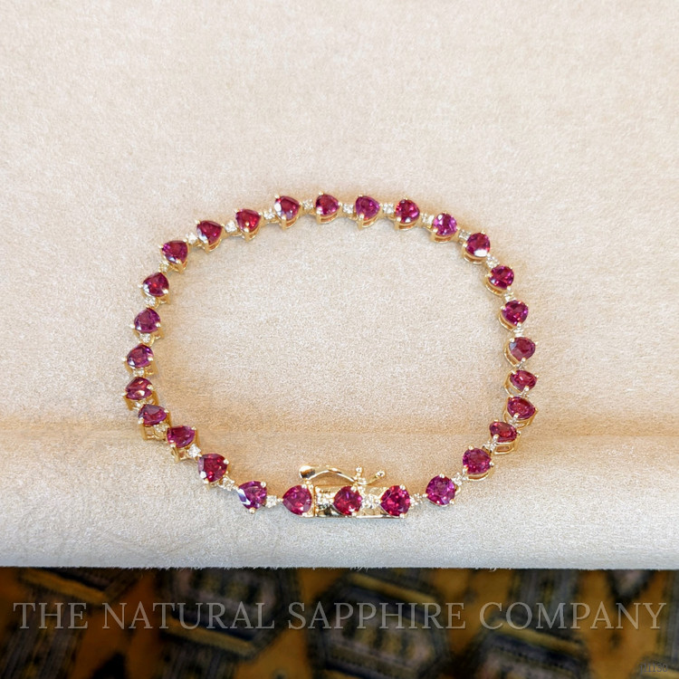 9.45 Ct.Tw. Rhodolite Garnet Natural Diamond Tennis/Riviere Bracelet, 14K Yellow Gold