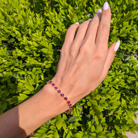 9.45 Ct.Tw. Rhodolite Garnet Natural Diamond Tennis/Riviere Bracelet, 14K Yellow Gold Life Style