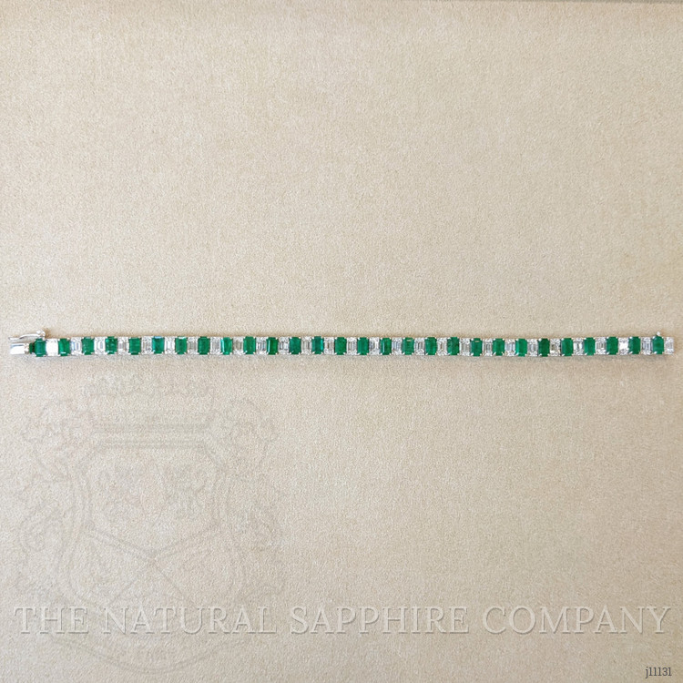 8.49 Ct.Tw. Emerald Natural Diamond Tennis/Line Bracelet, 18K White Gold