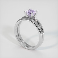 1.15 Ct. Pinkish Purple Sapphire Wedding Set Ring, Platinum 950 Image