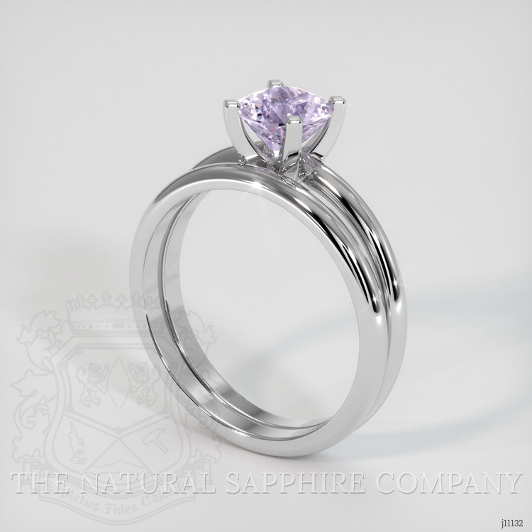 1.15 Ct. Pinkish Purple Sapphire Wedding Set Ring, Platinum 950