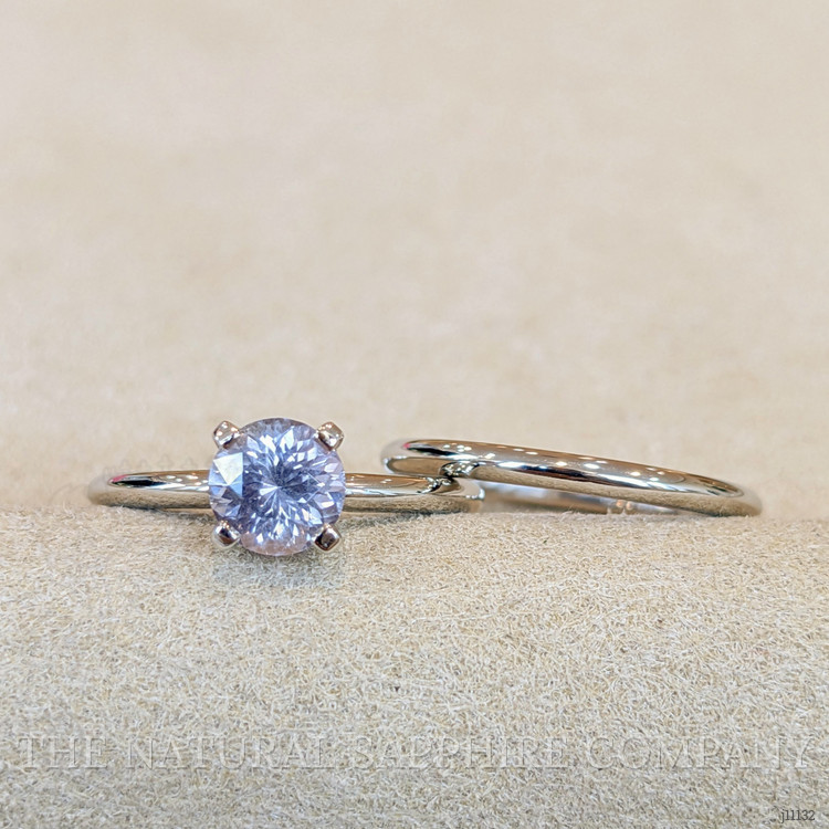1.15 Ct. Pinkish Purple Sapphire Wedding Set Ring, Platinum 950