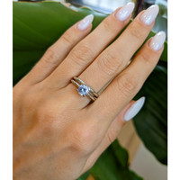 1.15 Ct. Pinkish Purple Sapphire Wedding Set Ring, Platinum 950 Life Style