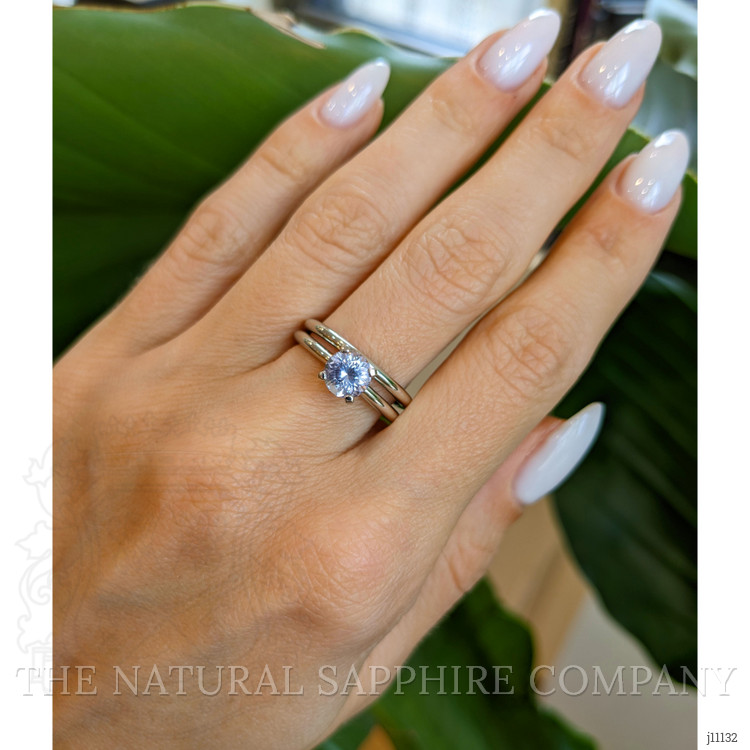 1.15 Ct. Pinkish Purple Sapphire Wedding Set Ring, Platinum 950