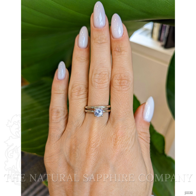 1.15 Ct. Pinkish Purple Sapphire Wedding Set Ring, Platinum 950