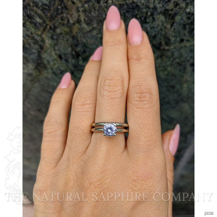 1.15 Ct. Pinkish Purple Sapphire Wedding Set Ring, Platinum 950