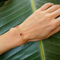 4.80 Ct.Tw.Total Carat Weight Ruby Bezel Bracelet, 14K Yellow Gold Life Style