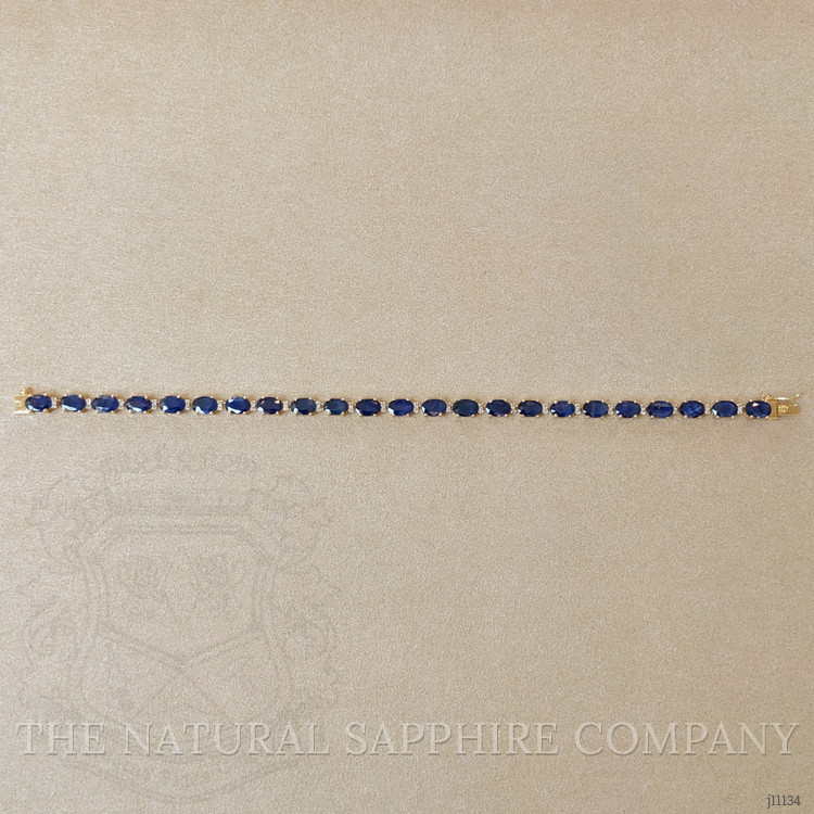 10.45 Ct.Tw. Blue Sapphire and Natural Diamond Tennis/Line Bracelet, 14K Yellow Gold