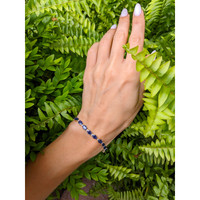 10.45 Ct.Tw. Blue Sapphire and Natural Diamond Tennis/Line Bracelet, 14K Yellow Gold Life Style