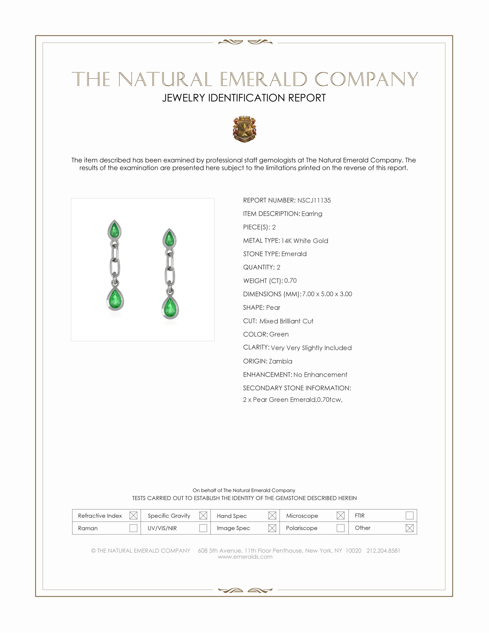0.70 Ct.Tw. Emerald Bezel Earrings, 14K White Gold