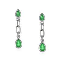 0.54 Ct.Tw. Emerald Emerald Bezel Earrings, 14K White Gold Video