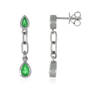 0.54 Ct.Tw. Emerald Emerald Bezel Earrings, 14K White Gold Image