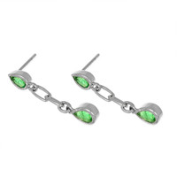 0.54 Ct.Tw. Emerald Emerald Bezel Earrings, 14K White Gold Image