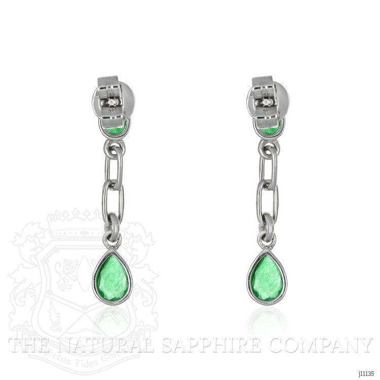 0.54 Ct.Tw. Emerald Emerald Bezel Earrings, 14K White Gold