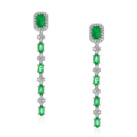 0.70 Ct.Tw. Emerald Emerald Drops Earrings, 14K White Gold Video