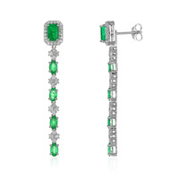 0.70 Ct.Tw. Emerald Emerald Drops Earrings, 14K White Gold Image