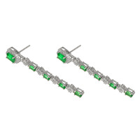 0.70 Ct.Tw. Emerald Emerald Drops Earrings, 14K White Gold Image