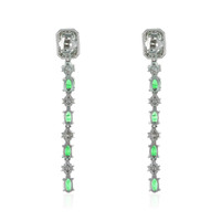 0.70 Ct.Tw. Emerald Emerald Drops Earrings, 14K White Gold Image