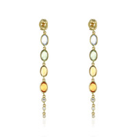 5.78 Ct.Tw. Multi Color Sapphire and Natural Diamond Bezel Earrings, 14K White Gold Image