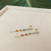5.78 Ct.Tw. Multi Color Sapphire and Natural Diamond Bezel Earrings, 14K White Gold Life Style
