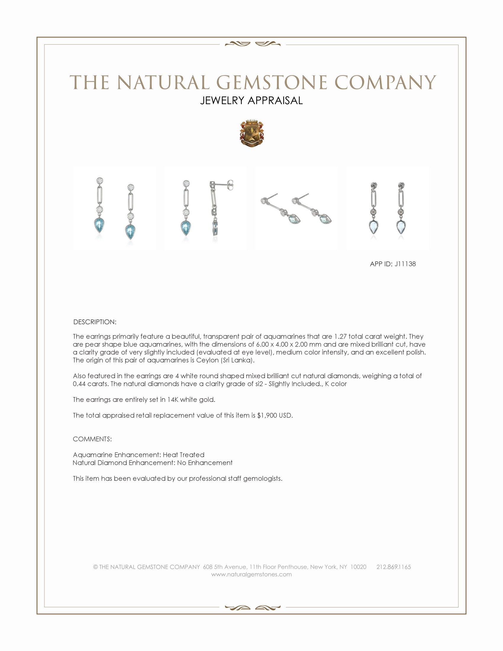 1.27 Ct.Tw. Blue Aquamarine and Natural Diamond Bezel Earrings, 14K White Gold