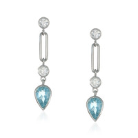 1.27 Ct.Tw. Aquamarine Natural Diamond Bezel Earrings, 14K White Gold Video