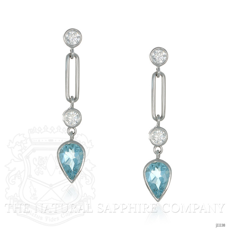 1.27 Ct.Tw. Aquamarine Natural Diamond Bezel Earrings, 14K White Gold