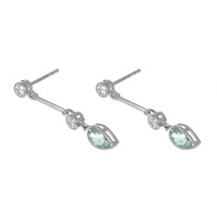 1.27 Ct.Tw. Aquamarine Natural Diamond Bezel Earrings, 14K White Gold Image