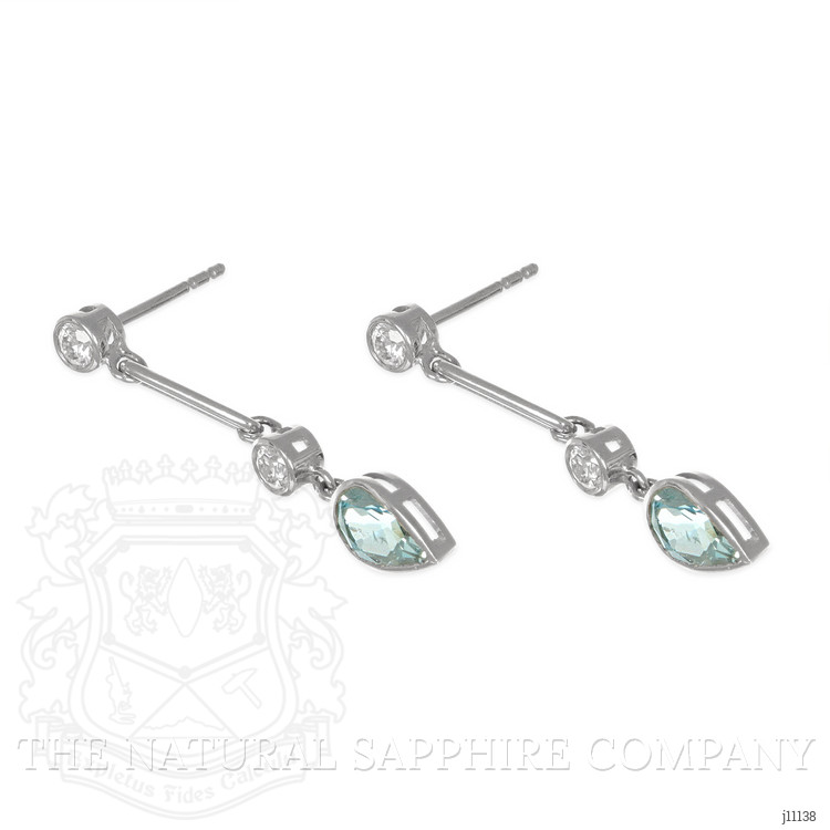 1.27 Ct.Tw. Aquamarine Natural Diamond Bezel Earrings, 14K White Gold