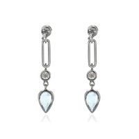 1.27 Ct.Tw. Aquamarine Natural Diamond Bezel Earrings, 14K White Gold Image