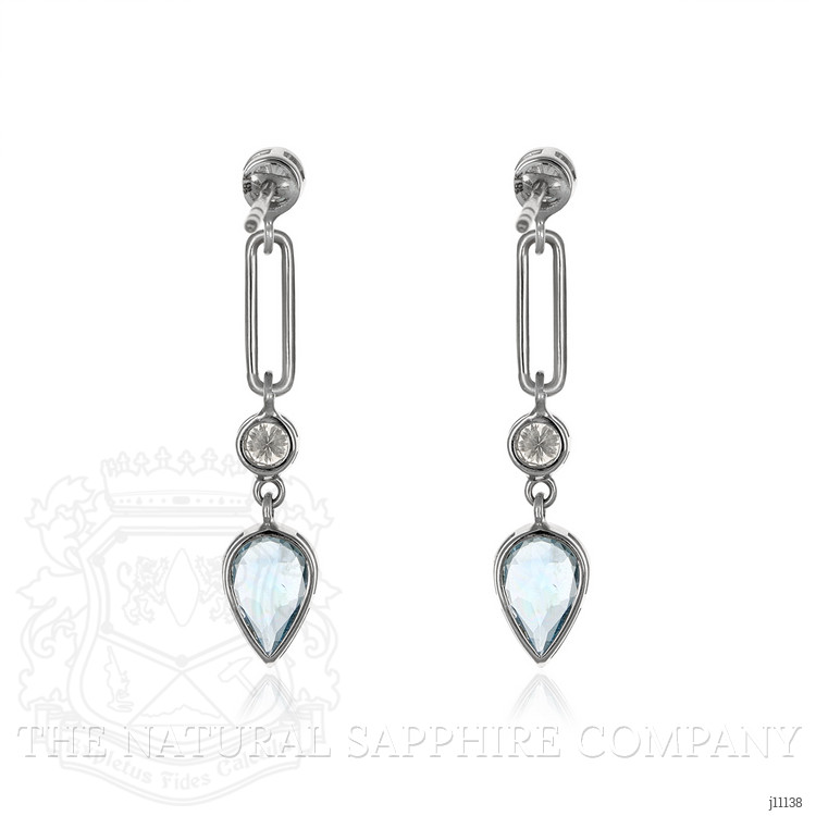 1.27 Ct.Tw. Aquamarine Natural Diamond Bezel Earrings, 14K White Gold