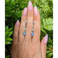 1.27 Ct.Tw. Aquamarine Natural Diamond Bezel Earrings, 14K White Gold Life Style