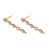 1.97 Ct.Tw. Multi Color Sapphire and Natural Diamond Bezel Earrings, 14K Rose Gold Image