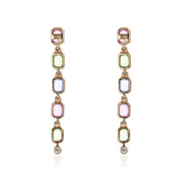 1.97 Ct.Tw. Multi Color Sapphire and Natural Diamond Bezel Earrings, 14K Rose Gold Image