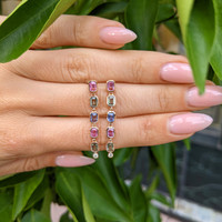 1.97 Ct.Tw. Multi Color Sapphire and Natural Diamond Bezel Earrings, 14K Rose Gold Life Style