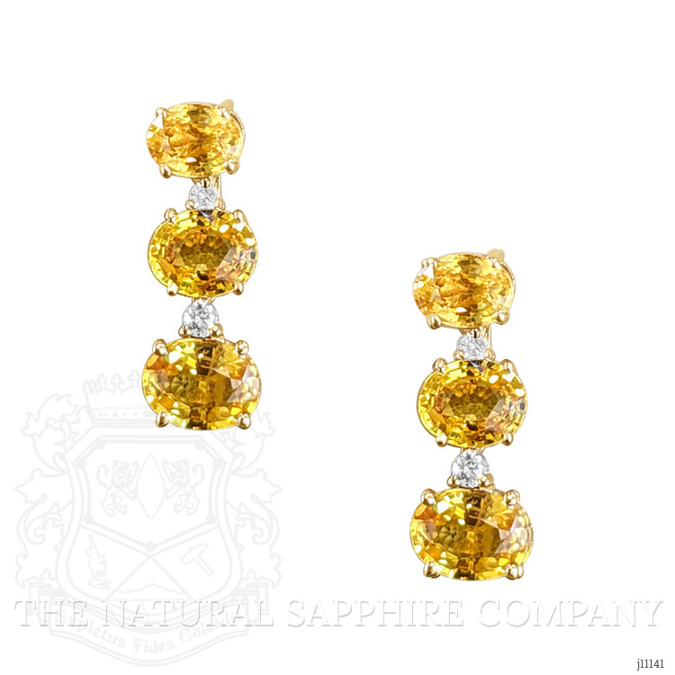1.06 Ct.Tw. Yellow Sapphire and Natural Diamond Drops Earrings, 14K Yellow Gold