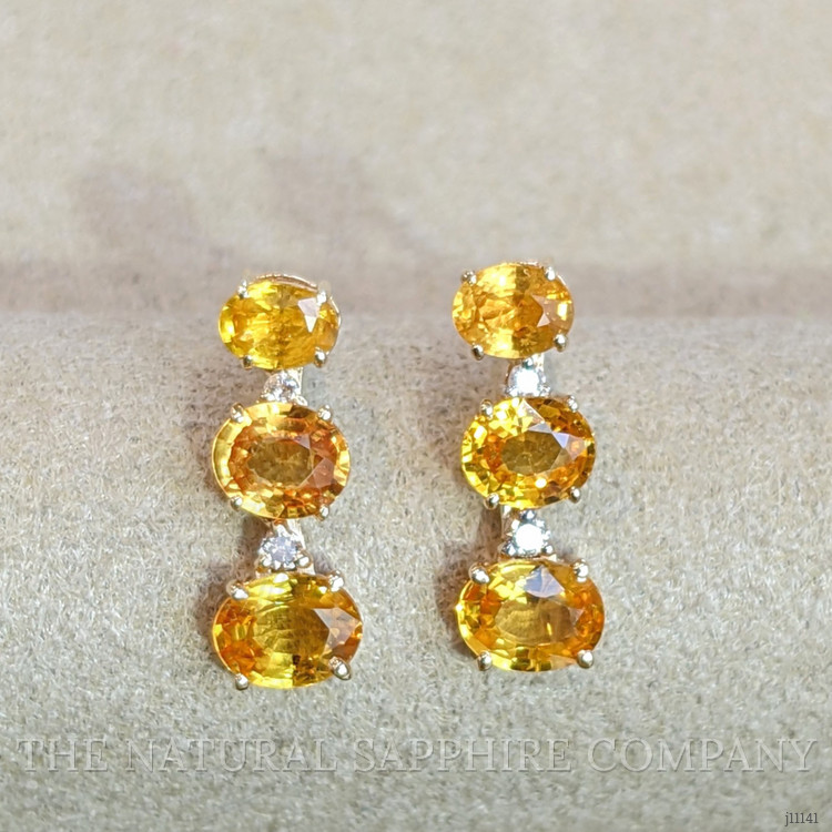 1.06 Ct.Tw. Yellow Sapphire and Natural Diamond Drops Earrings, 14K Yellow Gold