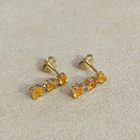 1.06&nbsp;Ct.Tw.Total Carat Weight Yellow Sapphire and Natural Diamond Drops Earrings, 14K Yellow Gold Image