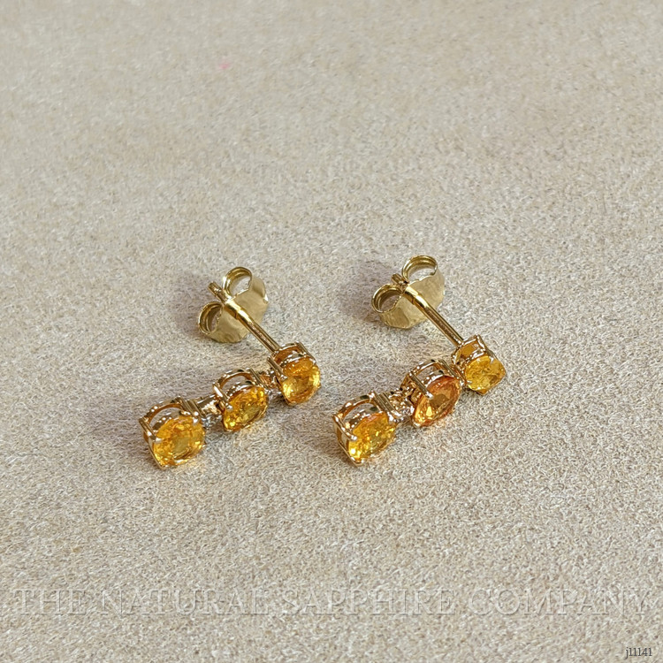 1.06 Ct.Tw. Yellow Sapphire and Natural Diamond Drops Earrings, 14K Yellow Gold