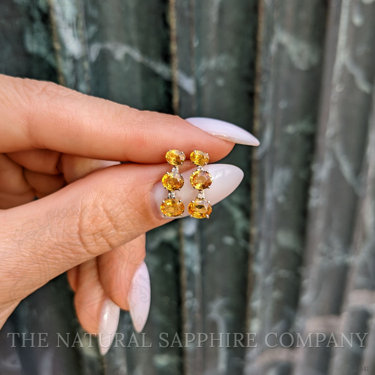 1.06 Ct.Tw. Yellow Sapphire and Natural Diamond Drops Earrings, 14K Yellow Gold