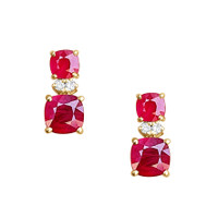 0.62 Ct.Tw.Total Carat Weight Ruby Ruby Drops Earrings, 14K Yellow Gold Image