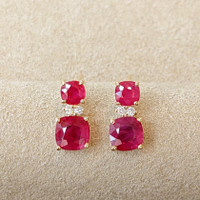 0.62 Ct.Tw. Ruby Ruby Drops Earrings, 14K Yellow Gold Image