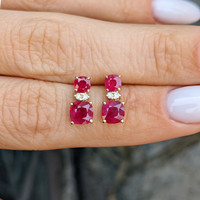 0.62 Ct.Tw. Ruby Ruby Drops Earrings, 14K Yellow Gold Life Style