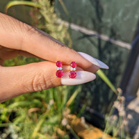 0.62 Ct.Tw.Total Carat Weight Ruby and Natural Diamond Drops Earrings, 14K Yellow Gold Life Style
