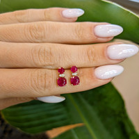 0.62 Ct.Tw.Total Carat Weight Ruby and Natural Diamond Drops Earrings, 14K Yellow Gold Life Style