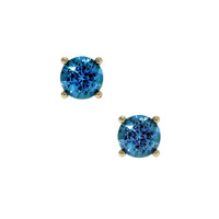 0.85 Ct.Tw. Greenish Blue Sapphire Studs Earrings, 14K Yellow Gold Video